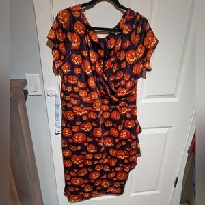 Halloween pumpkin sexy pinup wiggle dress 50s rockabilly